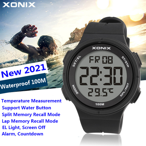 XONIX-reloj despertador de silicona para hombre y mujer, cronómetro de natación, buceo, resistente al agua, medición de temperatura, deportes, novedad de 2022 ► Foto 1/6