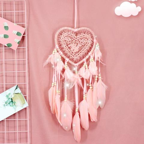 Cuentas de atrapasueños con forma de corazón para colgar en la pared, accesorio de decoración para habitación de niña, coche, oficina y ventana, adornos para colgar en la pared ► Foto 1/6