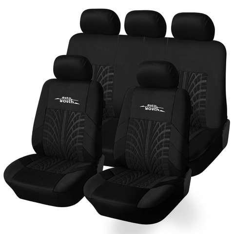 AUTOYOUTH-Conjunto de fundas de asiento de coche Universal, 9 Uds., compatible con la mayoría de las cubiertas de coche con detalle de pista de neumático, Protector de asiento de coche para las cuatro estaciones ► Foto 1/6