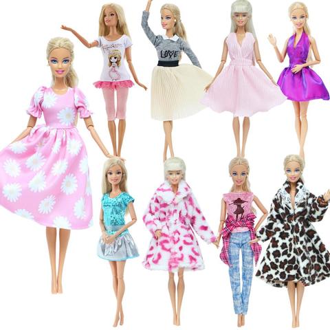 Traje de moda hecho a mano para muñeca Barbie, 1 Uds., Vestido corto con estampado de dibujos animados, camiseta, Leggings, accesorios de pantalones, ropa ► Foto 1/6