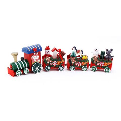 Tren de madera de Navidad para niños, ornamento de escritorio de vacaciones, decoración de Navidad, juguete para regalo ► Foto 1/5