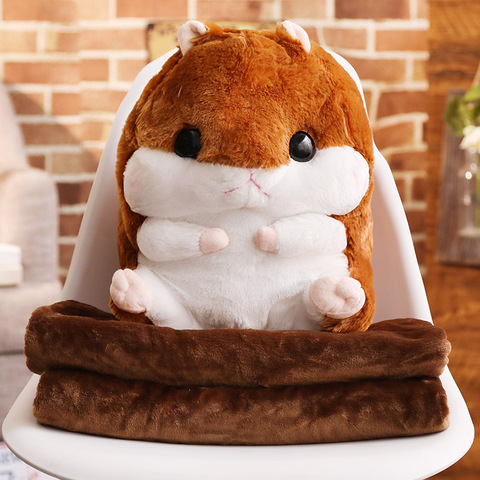 Peluche de Hamster 3 en 1 de 40cm para niños, almohada con manta, ratón de peluche Kawaii, juguete para niños, regalo de dibujos animados ► Foto 1/6