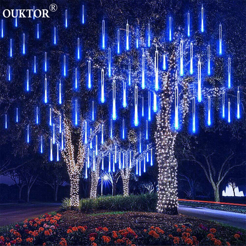 Lluvia de meteoritos de 20cm, 30cm, 50cm, 8 tubos, tira de luces LED resistentes al agua para decoración para fiesta de boda y al aire libre, 2022 ► Foto 1/6