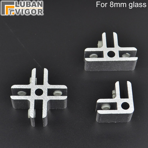 Vitrina de vidrio de aluminio/acrílico, clips/conector, de 8mm para vidrio/acrílico, sin perforación, armario de vidrio de montaje, Hardware ► Foto 1/5