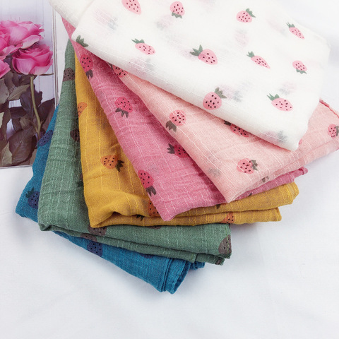 Bufanda con dibujo de fresa para niños, pañoleta de algodón para bebés, Hijab de marca a la moda ► Foto 1/6