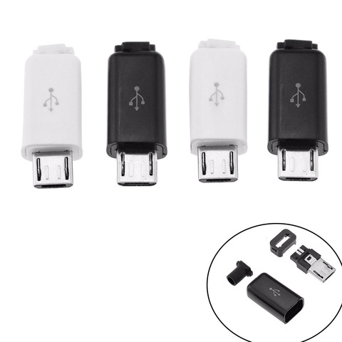 10 Uds 4 en 1 Micro USB 5Pin conector macho enchufe negro/blanco datos de soldadura OTG interfaz de línea DIY cable de datos accesorios ► Foto 1/6