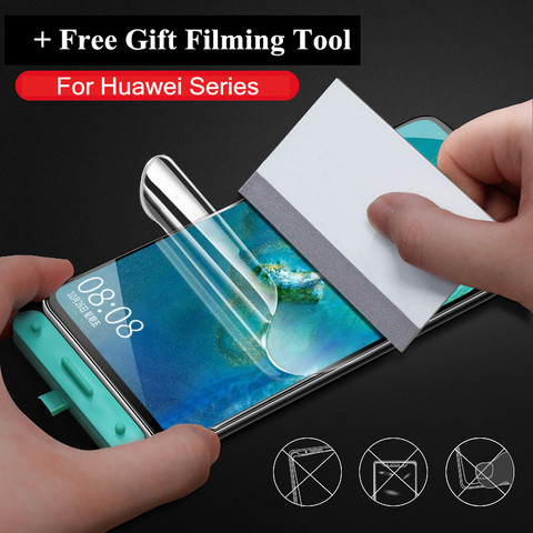 Película de hidrogel para Huawei P30, P20, P40, Mate 20 Pro Lite E, P30pro, P20pro, Protector de pantalla curvado completo para Honor 10 Lite (no cristal) ► Foto 1/6