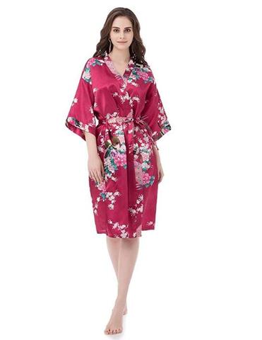 Bata de baño tipo Kimono para dama de honor, ropa de lencería femenina, Sexy, de color gris, de gran tamaño, pijama XXXL, camisón Floral, ideal para regalo de fiesta ► Foto 1/6