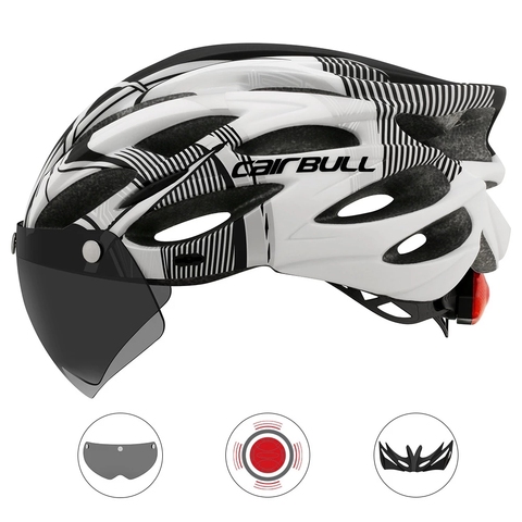 CAIRBULL-casco de ciclismo ultraligero y transpirable con luz trasera, visera extraíble, gafas de seguridad para Casco de Bicicleta de carretera de montaña, 230g ► Foto 1/6