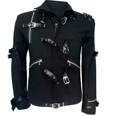 MJ-Chaqueta de concierto de Michael Jackson, prendas de vestir negras con remaches Punk ► Foto 1/6