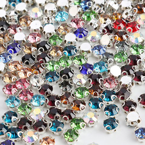 Nueva costura de diamantes de imitación para ropa, 4mm-8mm, plata, 3D, garra, cristales de strass, artesanal, diamantes de imitación para costura ► Foto 1/6