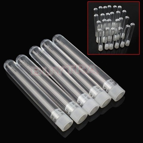 Tubo de prueba de plástico de 12x75mm 50 piezas con enchufe transparente como vidrio boda Favor tubos para laboratorio de química de venta al por mayor ► Foto 1/5