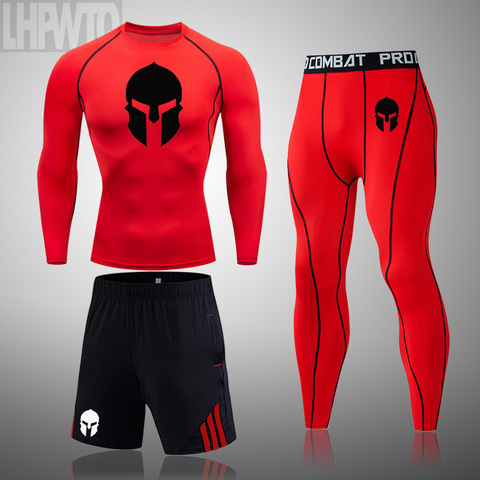 Conjunto de ropa interior térmica para hombre, Legging de gimnasio, ropa interior de compresión espartana para Fitness, MMA, Rashguard, medias de secado rápido ► Foto 1/6