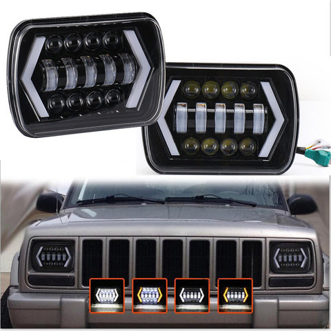 Faro proyector LED impermeable de 55W, 7x6 pulgadas, 5x7 pulgadas, faro proyector, luz de haz alto, Halo para Jeep Cherokee XJ, accesorios de luz de coche ► Foto 1/6