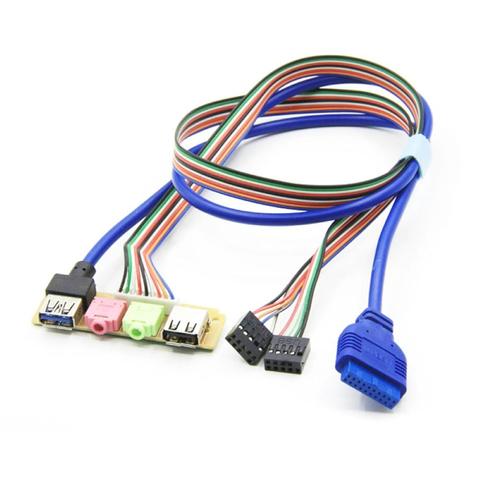 70cm tapa delantera Panel USB3.0 + USB2.0 HD Audio Jack puertos/placa Cable interior ► Foto 1/6