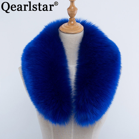 Qearlstar-chaquetas de invierno con cuello de piel para hombre y mujer, bufanda de piel esponjosa, accesorios decorativos para ropa, ZKG29, 2022 ► Foto 1/6