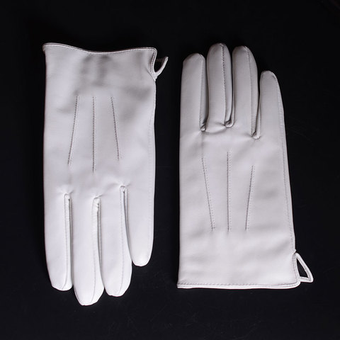 De cuero genuino de los hombres de cuero Real de invierno cálido blanco guantes ► Foto 1/6