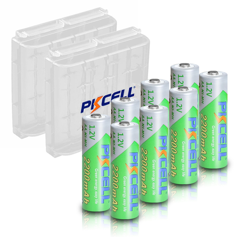 8 X PKCELL baja autodescarga duradera Ni-MH 2200 V 1,2 mAh batería AA batería recargable con 2 unids piezas caja de la batería ► Foto 1/6
