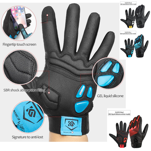 Guantes Térmicos de ciclismo para hombre y mujer, resistentes al viento, de dedo completo, antideslizantes, con pantalla táctil, para invierno ► Foto 1/6