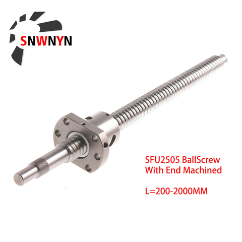 BallScrew 2505 SFU2505 300, 500, 1000, 1500, 2000mm C7 tornillo de bola con 2505 brida solo husillo de bolas BK/BF20 extremo mecanizado para pieza CNC ► Foto 1/4