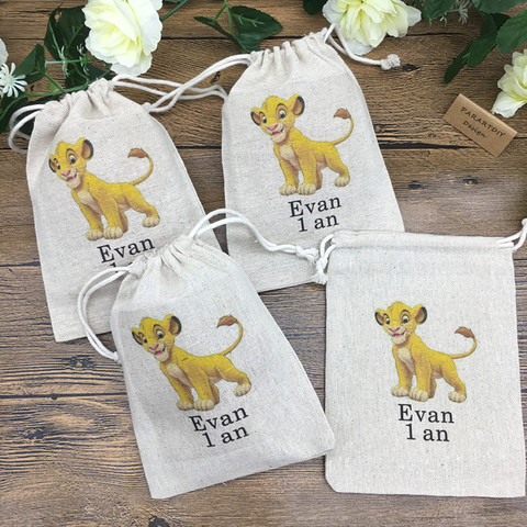 Bolsas de recuerdo de regalo de cumpleaños de cualquier León de dibujos animados, bolsas de regalo de agradecimiento para Baby Shower, bautizo y bautismo ► Foto 1/6