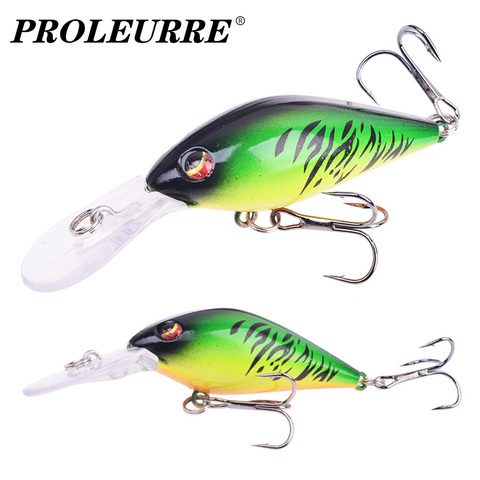 Proleurre-Wobblers flotantes de manivela de 80mm y 8,5g, para arrastre, sonajero, señuelos, cebo duro de pesca Artificial, aparejo de pesca de Lucio ► Foto 1/6