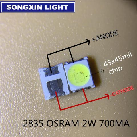 100 uds, el mayor descuento de fábrica, luz de fondo LED osram, reemplazar lg jufei seoul 3030 3528 2835 3V 2W 210LM blanco frío 700MA 45MIL ► Foto 1/1