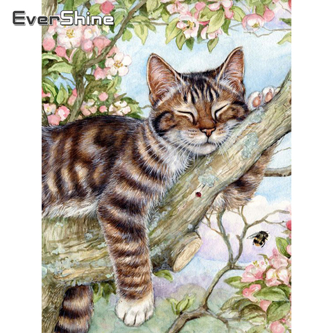 Evershine-Kit completo de bordado de gato pintado diamante 5D, punto de cruz, bordado de animales, imagen de diamantes de imitación, mosaico, decoración del hogar ► Foto 1/6