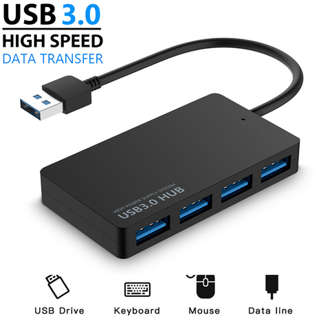 Adaptador para ordenador portátil, conector USB 3,0 de alta velocidad, de 4 puertos adaptador externo, divisor, expansor USB, Accesorios para ordenador ► Foto 1/6