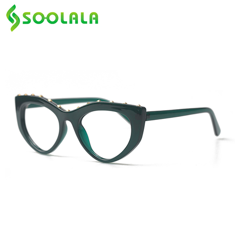 SOOLALA-gafas de lectura tipo ojo de gato con remaches para mujer, lentes de lectura, lupa de lectura + 1,0 1,5 a 4,0 ► Foto 1/6