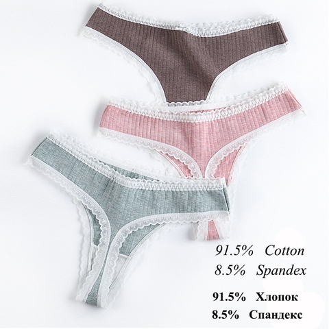 3 unids/set bragas de las mujeres string ropa interior de moda Sexy Tanga de algodón bragas de Tanga para señoras de la ropa interior de bajo aumento Panty ► Foto 1/6