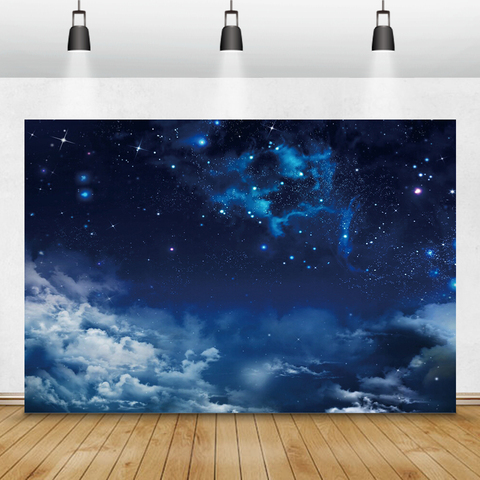 Laeacco-fondos fotográficos de noche con cielo estrellado y nubes para Baby Shower, fondos fotográficos para recién nacidos, fotofono, retrato para niños, fotozona ► Foto 1/6