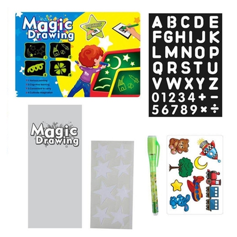 Tablero de dibujo fluorescente para niños, juguete educativo, grafiti luminoso, mágico, versión en inglés y ruso ► Foto 1/6