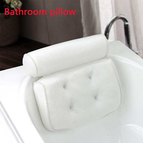 Almohada de baño de malla 3D, suave, impermeable, para SPA, reposacabezas, bañera, con respaldo, ventosa, cojín para el cuello, accesorios de baño ► Foto 1/6