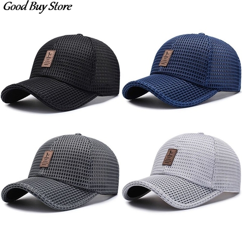 Gorras de béisbol de algodón para adultos, sombreros de béisbol en malla transpirable de algodón con visera, ajustable, unisex ► Foto 1/6