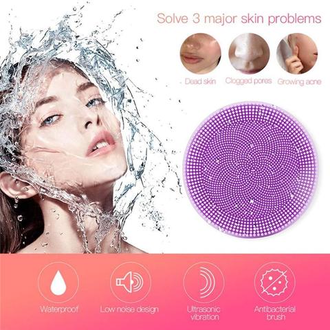 Cepillo de limpieza Facial recargable con hebilla de anillo eléctrica, cepillo de silicona para limpieza Facial, exfoliante y masaje ► Foto 1/1