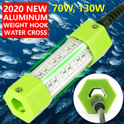 Señuelo de pesca sumergible, luz LED de aluminio de alta potencia IP68, 70W, 130W, 12V de cc, verde, blanco, azul y amarillo, para atraer peces ► Foto 1/6