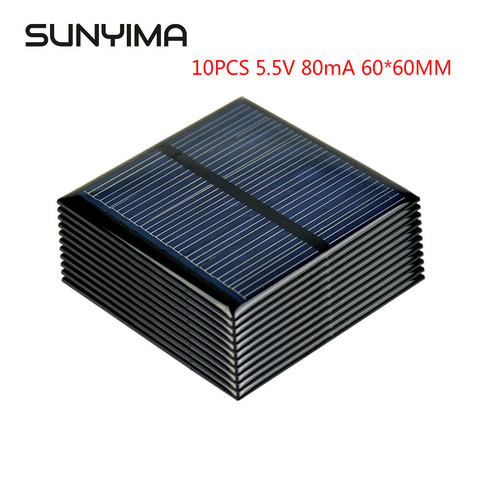 SUNYIMA-Panel Solar policristalino, Mini banco de energía de 5,5 V, 80mA, 60x60mm, para batería de bricolaje, cargador de energía Solar, 10 Uds. ► Foto 1/6