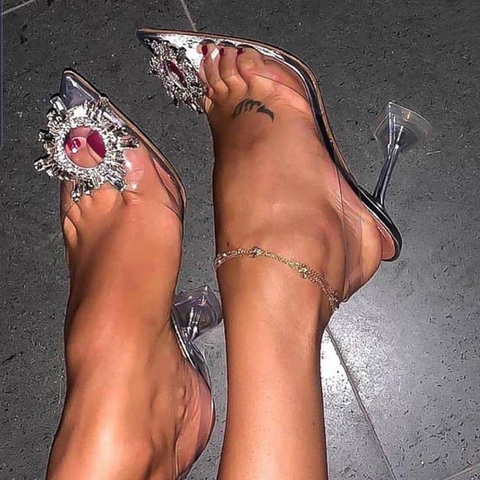 Zapatos de tacón alto transparentes para mujer, calzado Sexy de punta estrecha sin cordones para fiesta de boda, a la moda, talla 34-41, 2022 ► Foto 1/6