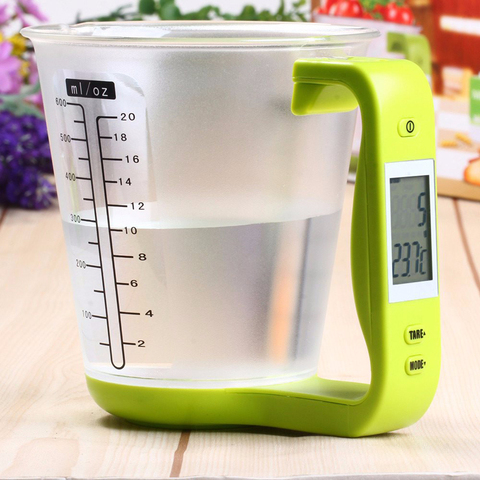 Báscula electrónica de plástico 4 en 1 para cocina, vaso Digital, herramienta de medición de temperatura con pantalla LCD ► Foto 1/6