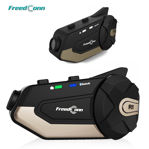 Freedconn-intercomunicador R1 Plus para motocicleta, lente HD impermeable, vídeo 1080P, 6 conductores, Bluetooth, Wifi, casco, grabadora ► Foto 1/6