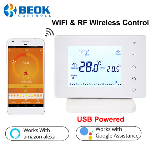Beok-termostato inalámbrico 306RF, controlador de temperatura inteligente Wifi, termostato de pared para caldera de Gas, funciona con Alexa y Google Home ► Foto 1/6