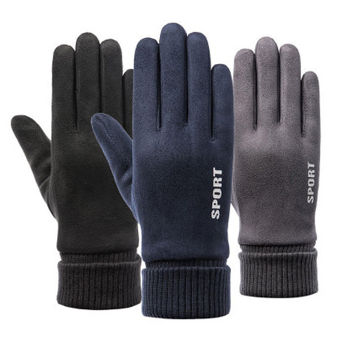 Guantes de pantalla táctil de invierno para hombre, de terciopelo grueso, guantes cálidos para conducir, de cuero de ante, antideslizantes, para esquí y Deportes de equitación, H77 ► Foto 1/6