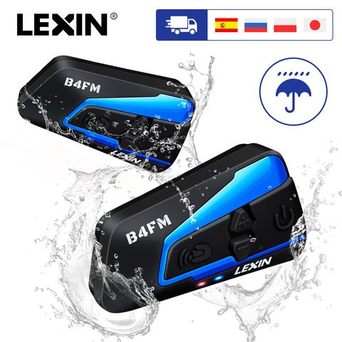 Intercomunicador de auriculares Bluetooth para motocicleta LEXIN para 1-4 corredores con reducción de ruido y sonido de Lound, radio FM GPS MP3 LX-B4FM ► Foto 1/6