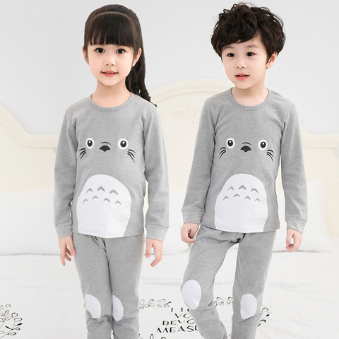 Conjuntos de Pijamas de otoño para niños y niñas, ropa de dormir con Tops y pantalones, dibujo de Totoro de algodón ► Foto 1/6