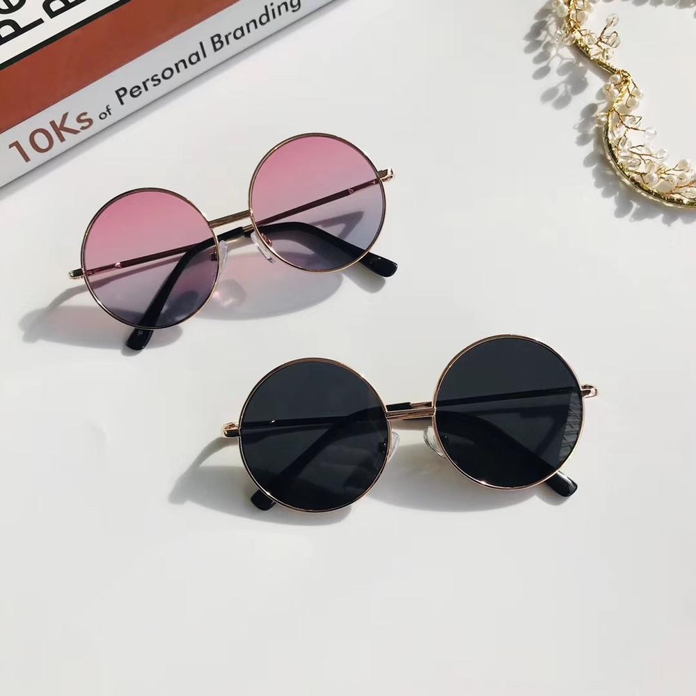 Gafas de sol redondas Retro para mujer, lentes de aleación para niños, gafas de sol femeninas con montura para Conductor, accesorios de coche ► Foto 1/6