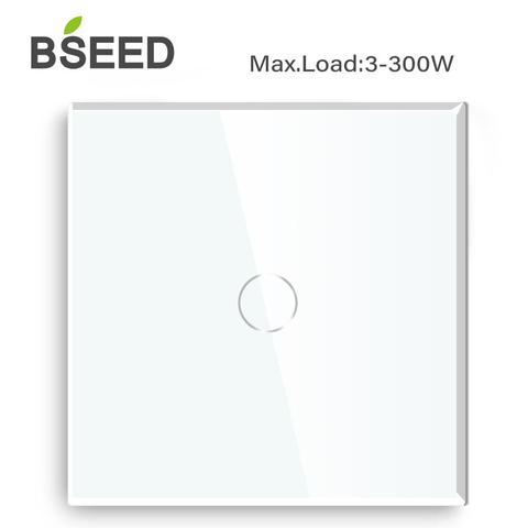 Bseed-Interruptor táctil para luz, interruptor de pared estándar de la UE, 300W, negro, blanco, dorado, con Panel de cristal de espejo, 86mm, 1 unidad ► Foto 1/6