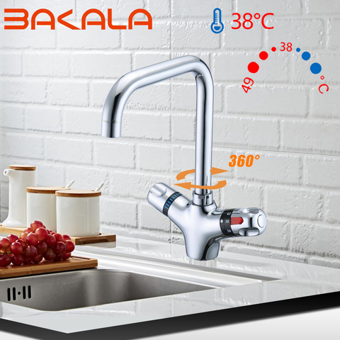 BAKALA-grifos termostáticos para cocina, mezclador de agua para lavabo, fregadero, griferia ► Foto 1/6