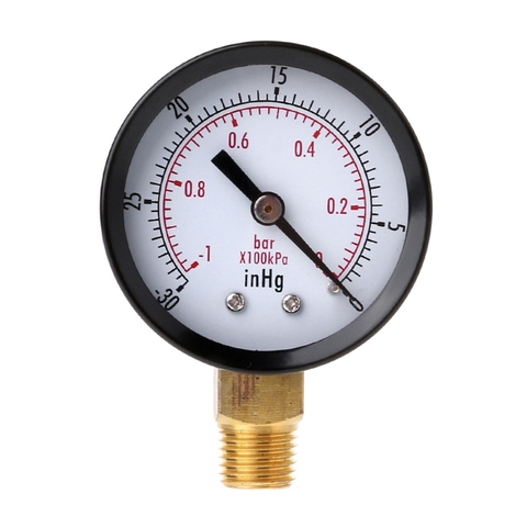 Manómetro de vacío Mini Dial medidor de presión de vacío, medidor de presión de vacío, doble escala, 1/4 
