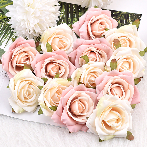 30 Uds. De cabezas de flores blancas de Rosa Artificial de seda para álbumes de recortes decorativos para Decoración de cumpleaños y bodas flores rosas falsas ► Foto 1/6